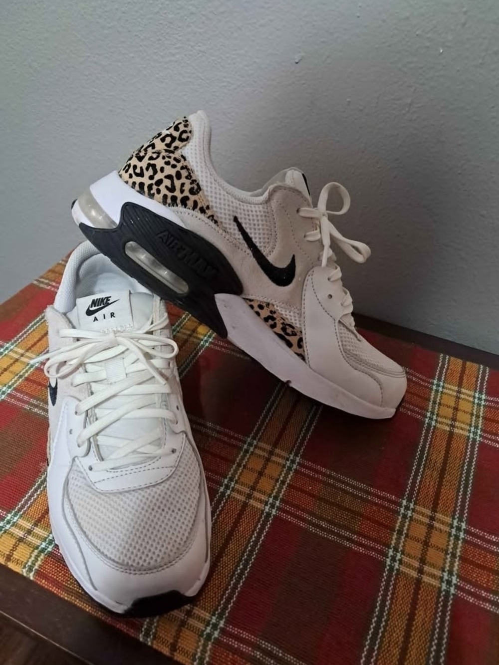 Nike Women's White Athletic Sneakers with Leopard Accent